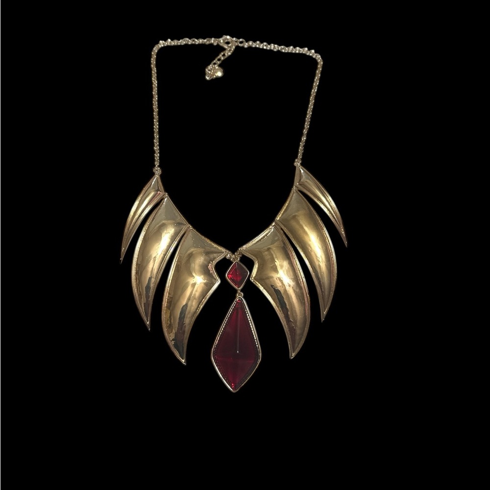 Elegant Gold and Red Statement Necklace